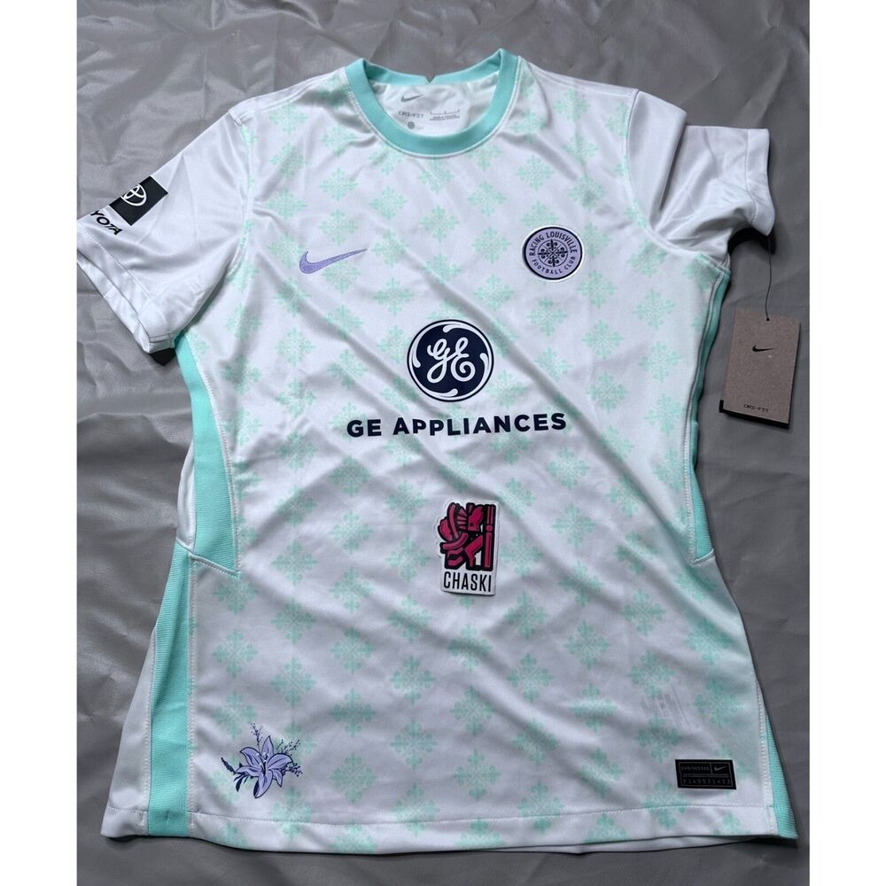 Nike women Large Racing Louisville FC Stadium Away Football Soccer Jersey RARE